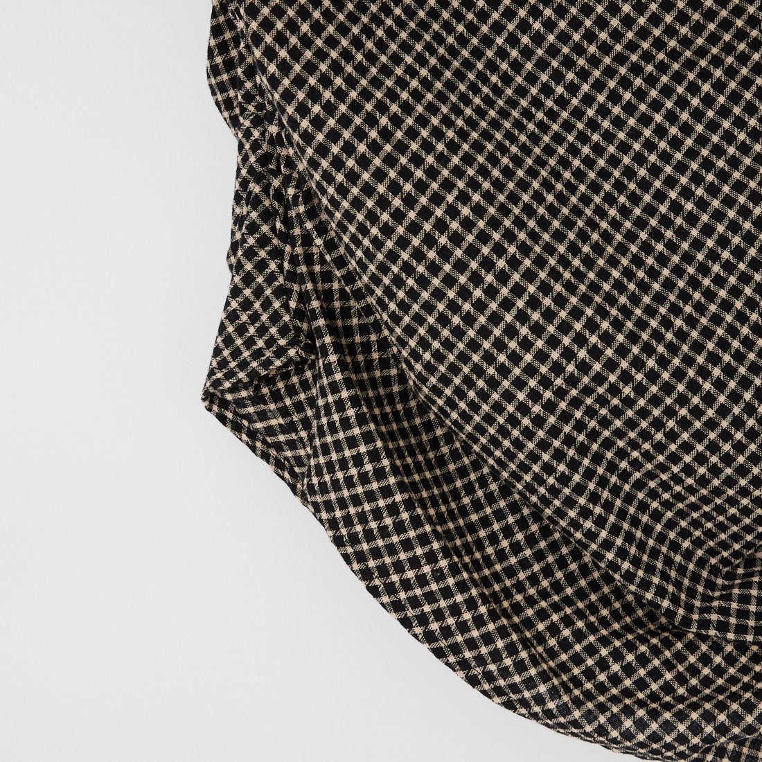 WILLFULLY [ウィルフリー] アシンメトリータックギャザー オフショルダーチェックトップス [2611-TO-06] BLACK