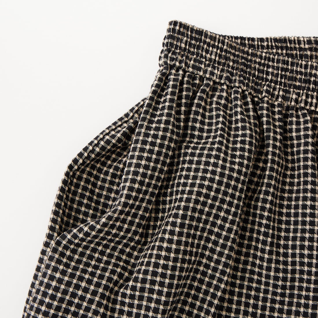WILLFULLY [ウィルフリー] ボリュームワイドシャーリングチェックパンツ [2611-PT-06] BLACK