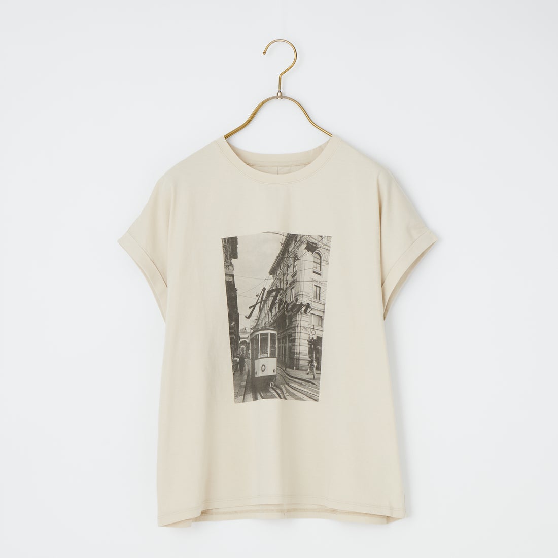 MICA&DEAL [マイカアンドディール] フォトプリントラウンドヘムTシャツ [0126209112] BEIGE