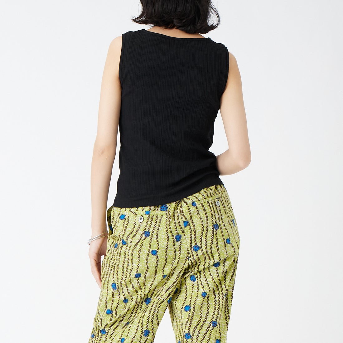 Jeans Factory Clothes [ジーンズファクトリークローズ] ボートネックノースリーブリブTシャツ [JFS-C092] BLACK &&モデル身長：162cm 着用サイズ：36&&