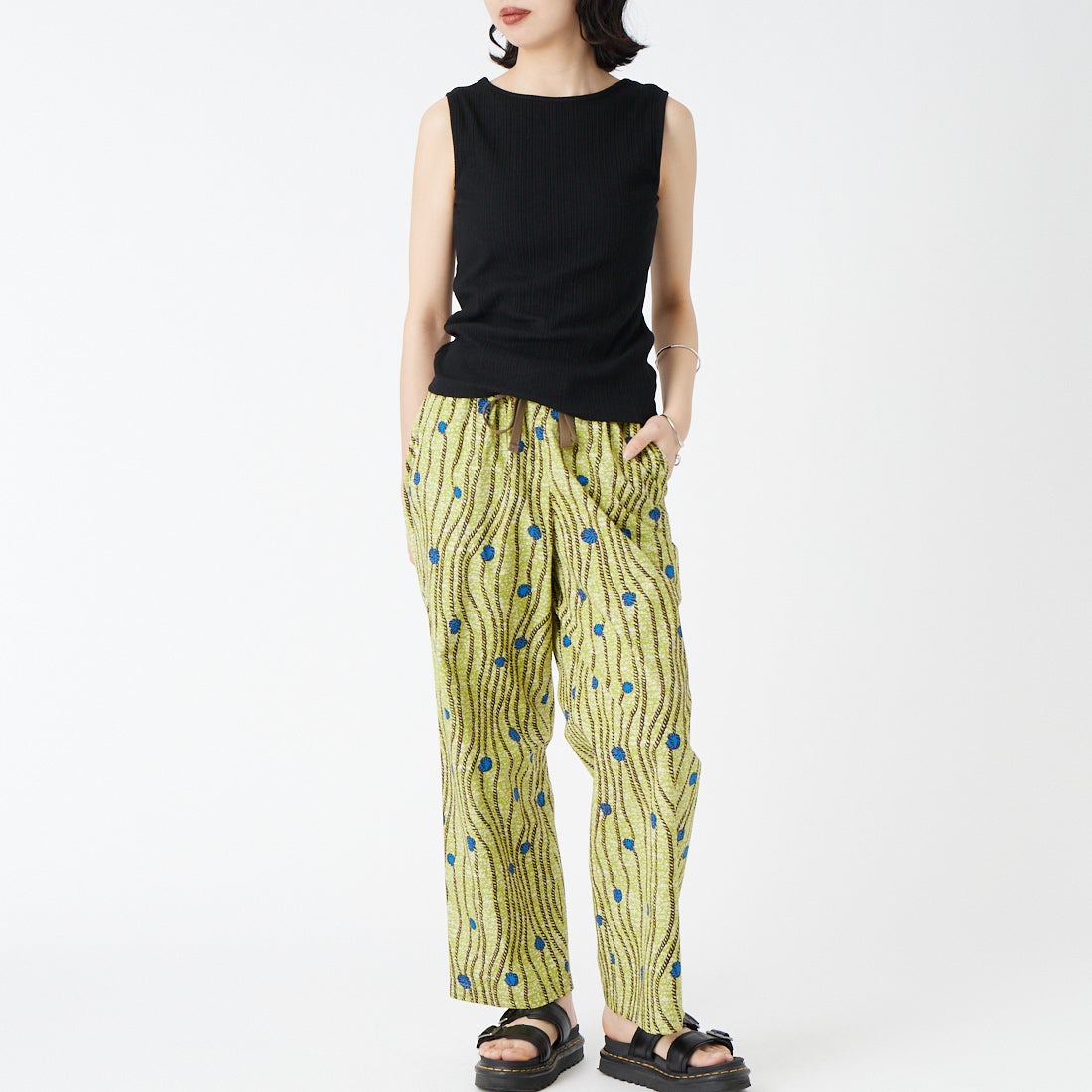 Jeans Factory Clothes [ジーンズファクトリークローズ] ボートネックノースリーブリブTシャツ [JFS-C092] BLACK &&モデル身長：162cm 着用サイズ：36&&