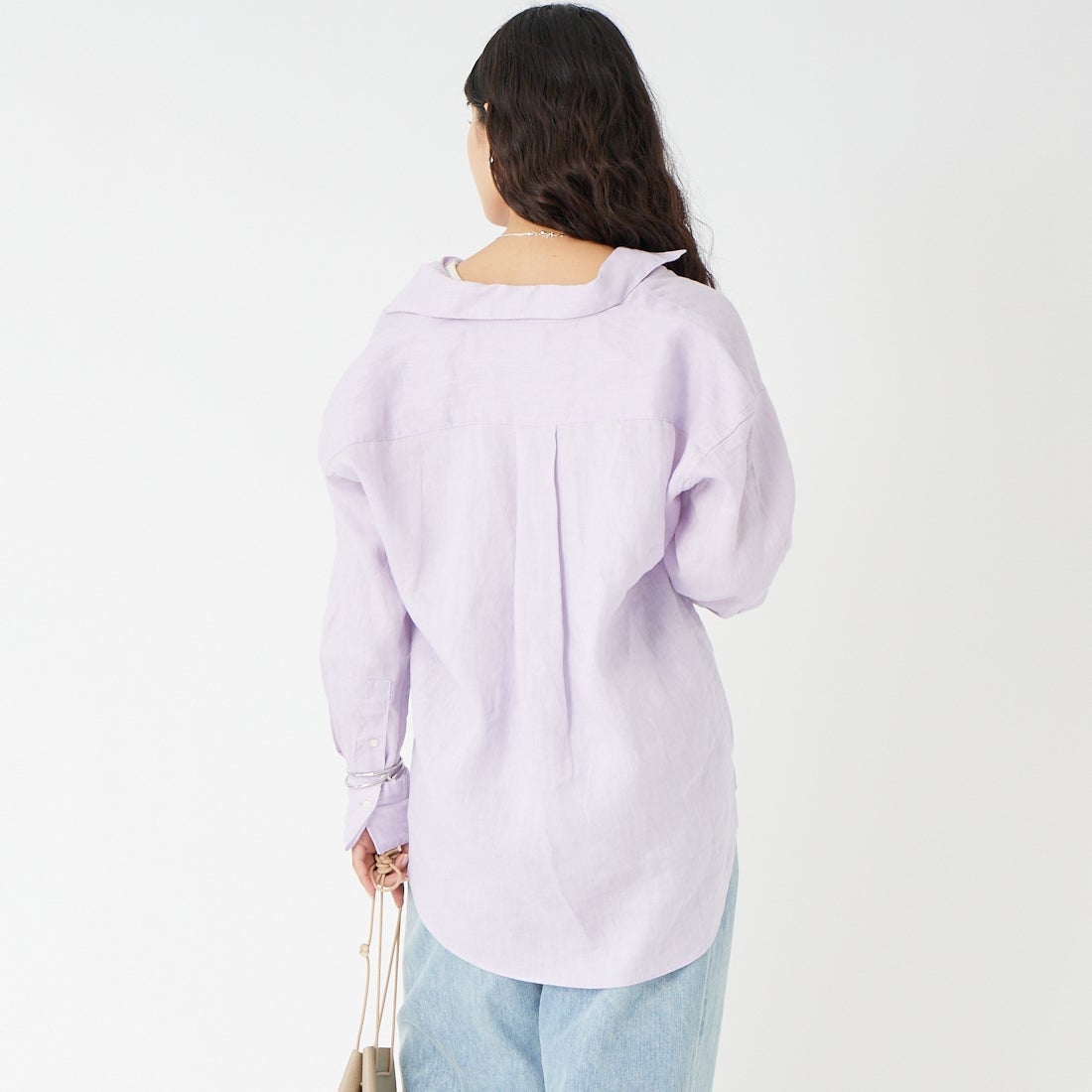 Jeans Factory Clothes [ジーンズファクトリークローズ] リネンロングスリーブシャツ [LFE102] 620 ﾗﾍﾞﾝﾀﾞ &&モデル身長：162cm 着用サイズ：F&&
