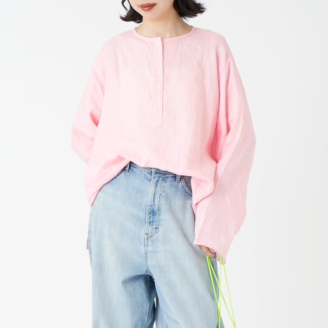 Jeans Factory Clothes [ジーンズファクトリークローズ] リネンヘンリーネックシャツ [LFE103]