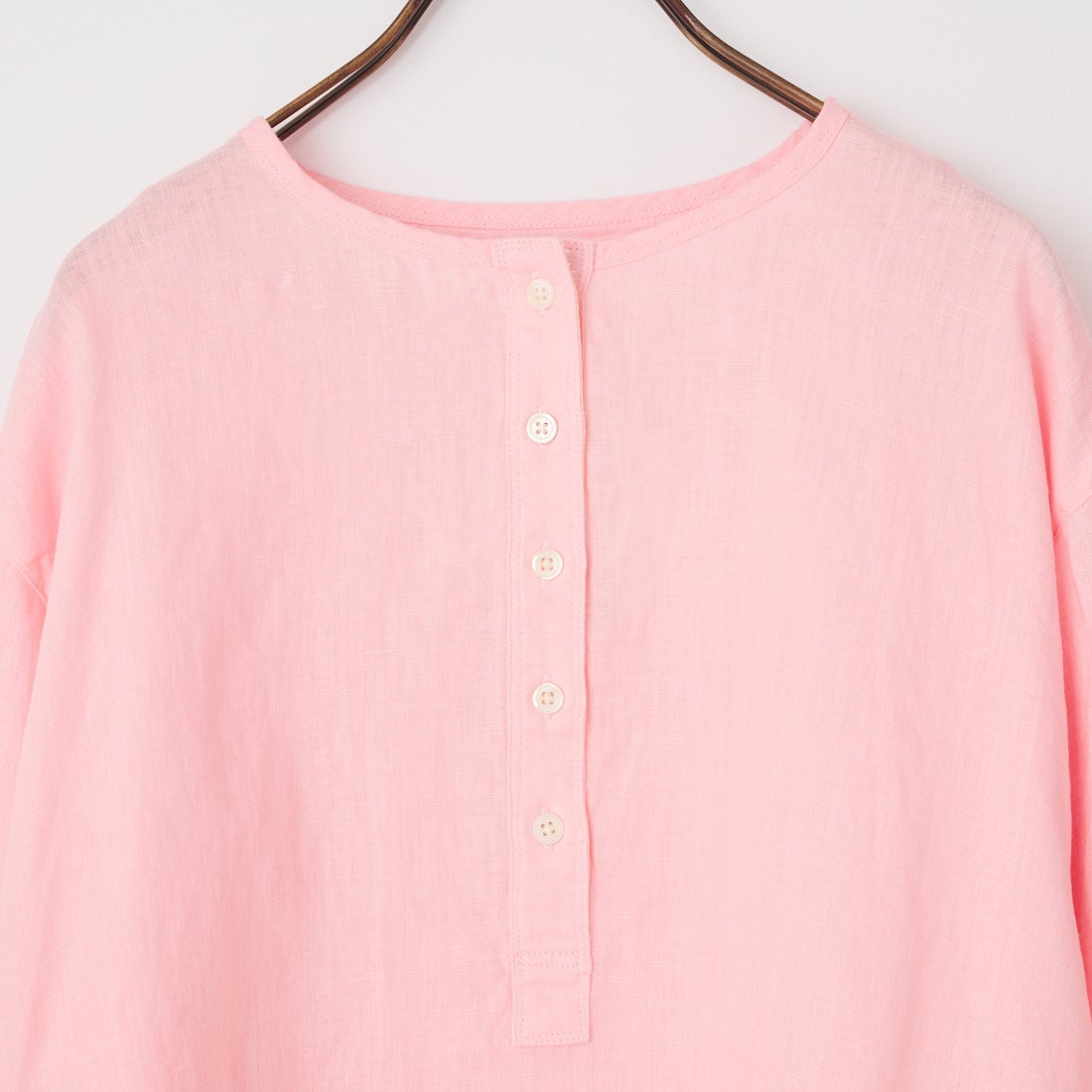 Jeans Factory Clothes [ジーンズファクトリークローズ] リネンヘンリーネックシャツ [LFE103] 110 ﾋﾟﾝｸ