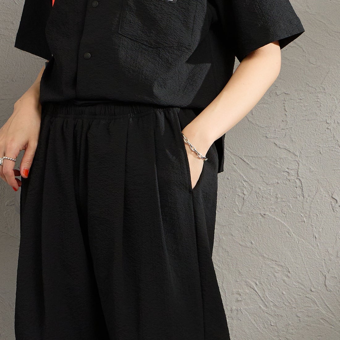 THOUSAND MILE [サウザンド マイル] 別注 シアサッカー サマーバケーション ワイドパンツセットアップ [TM261SS50812-JF] 23 BEIGE