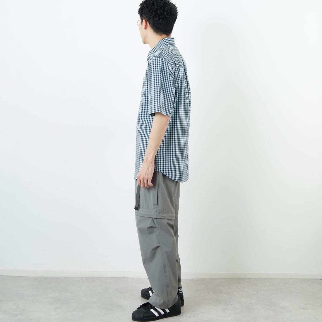FRED PERRY [フレッドペリー] ギンガムショートスリーブシャツ [M2435] 24A BALL B &&モデル身長：168cm 着用サイズ：M&&