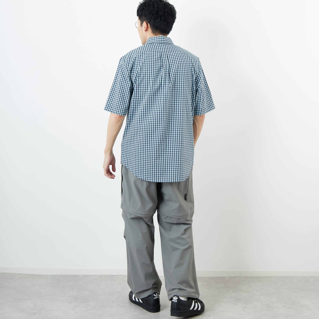 FRED PERRY [フレッドペリー] ギンガムショートスリーブシャツ [M2435] 24A BALL B &&モデル身長：168cm 着用サイズ：M&&