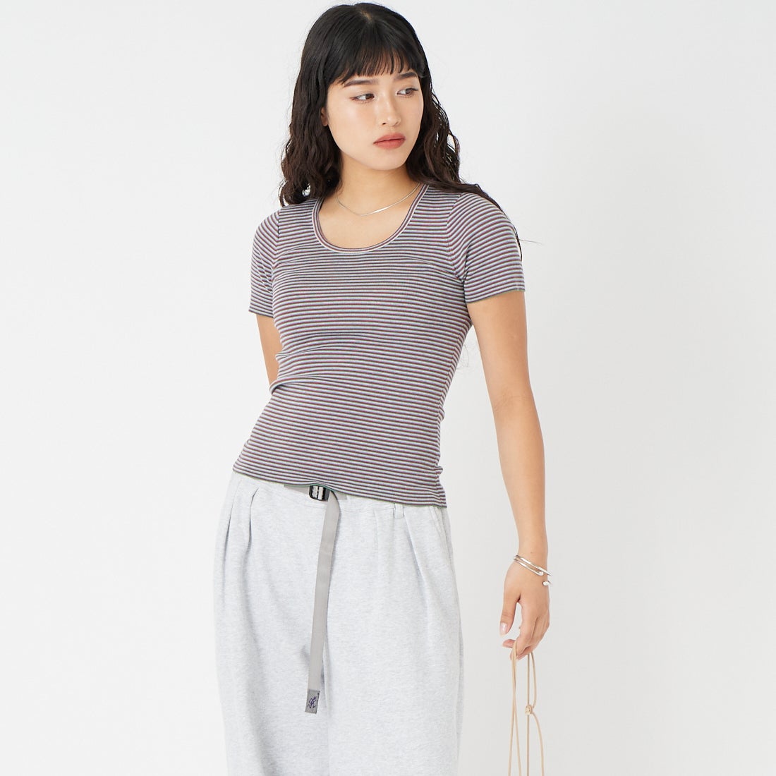 MLT STRIPE&&モデル身長：162cm 着用サイズ：0&&