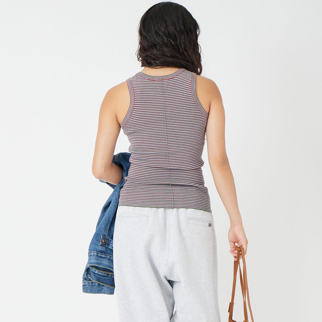 RYE TENDER [ライテンダー] EAMES タンクトップ [010392600] MLT STRIPE &&モデル身長：162cm 着用サイズ：0&&