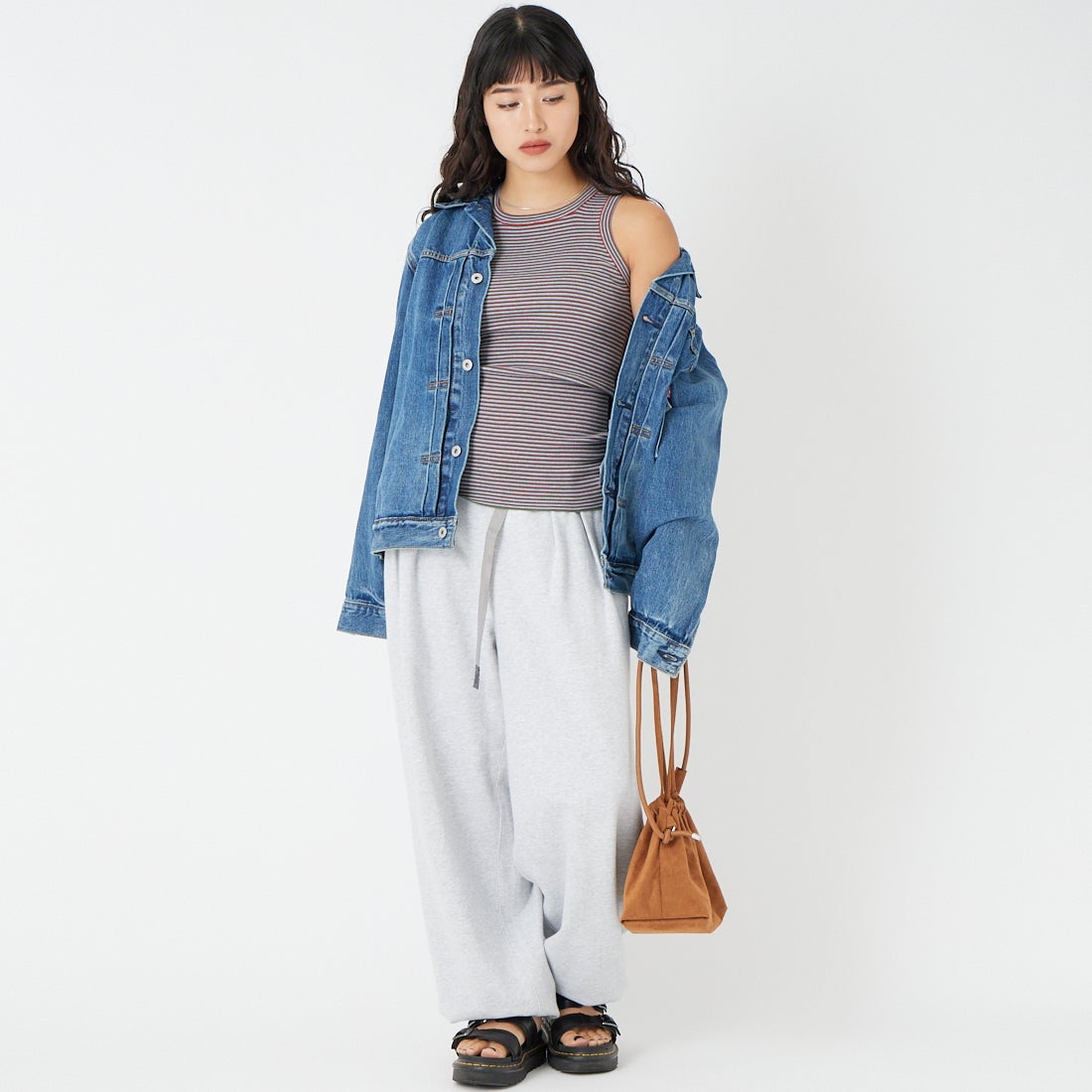 RYE TENDER [ライテンダー] EAMES タンクトップ [010392600] MLT STRIPE &&モデル身長：162cm 着用サイズ：0&&