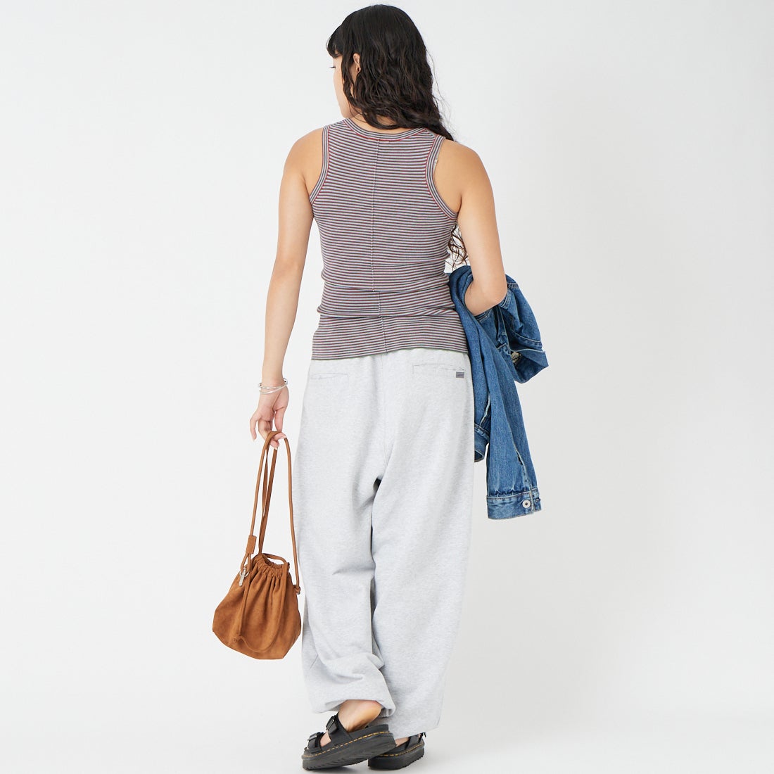 RYE TENDER [ライテンダー] EAMES タンクトップ [010392600] MLT STRIPE &&モデル身長：162cm 着用サイズ：0&&