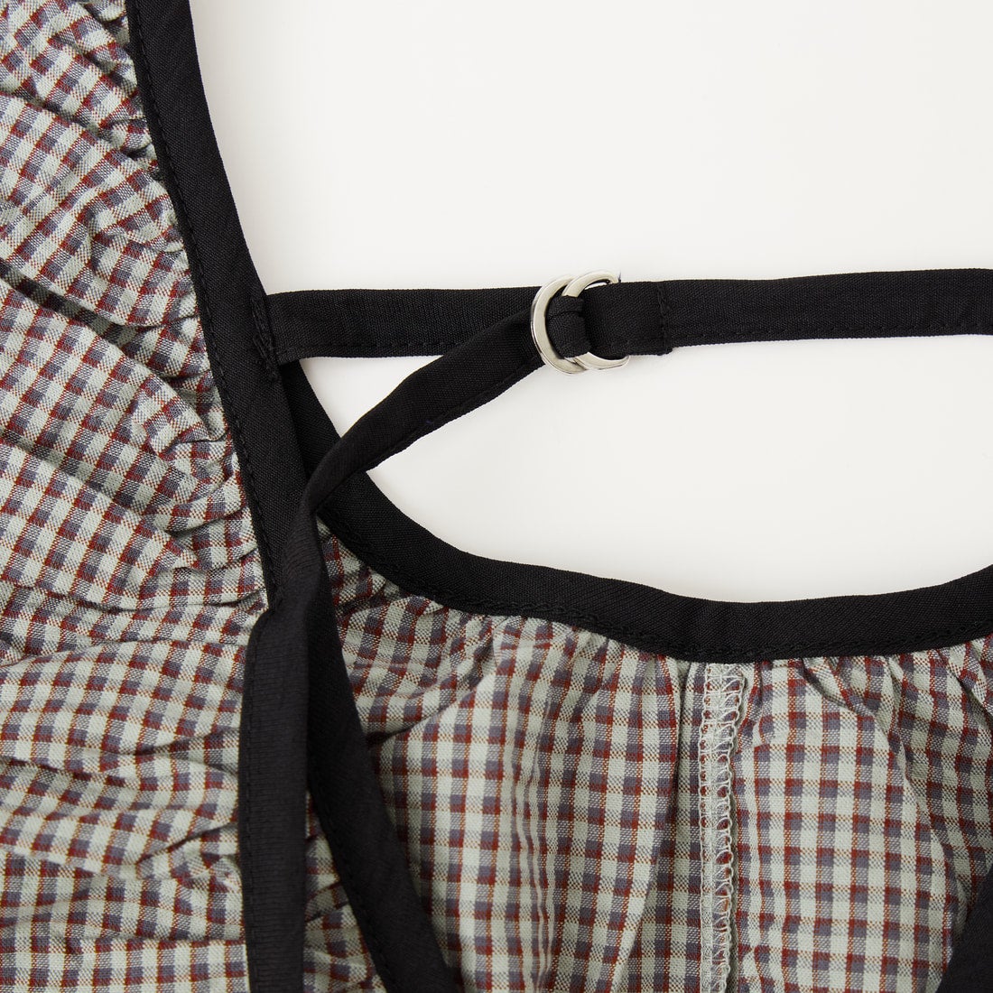 nenom [ネノム] ギャザーサッカー チェック柄ロンパース [NE26312013] 10 SAX