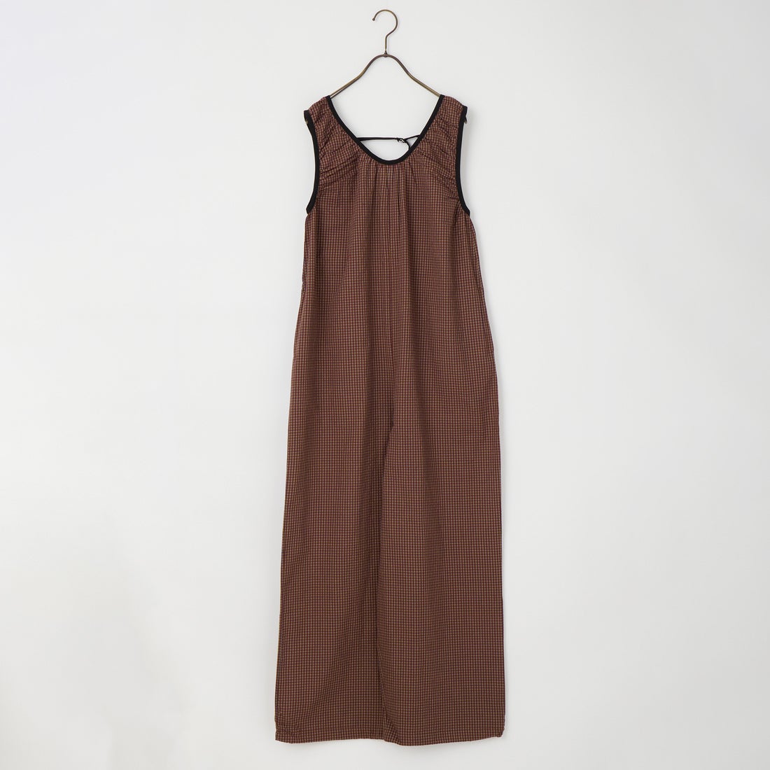 nenom [ネノム] ギャザーサッカー チェック柄ロンパース [NE26312013] 28 BROWN