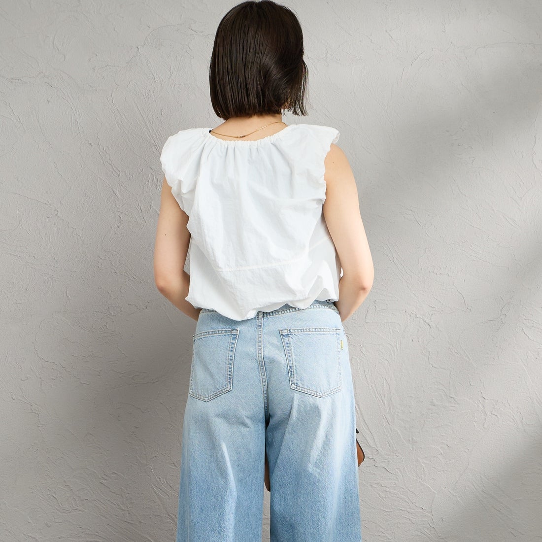 nenom [ネノム] 2WAY キャップスリーブ バルーンシャツブラウス [NE26312022] 02 OFF &&モデル身長：160cm 着用サイズ：F&&