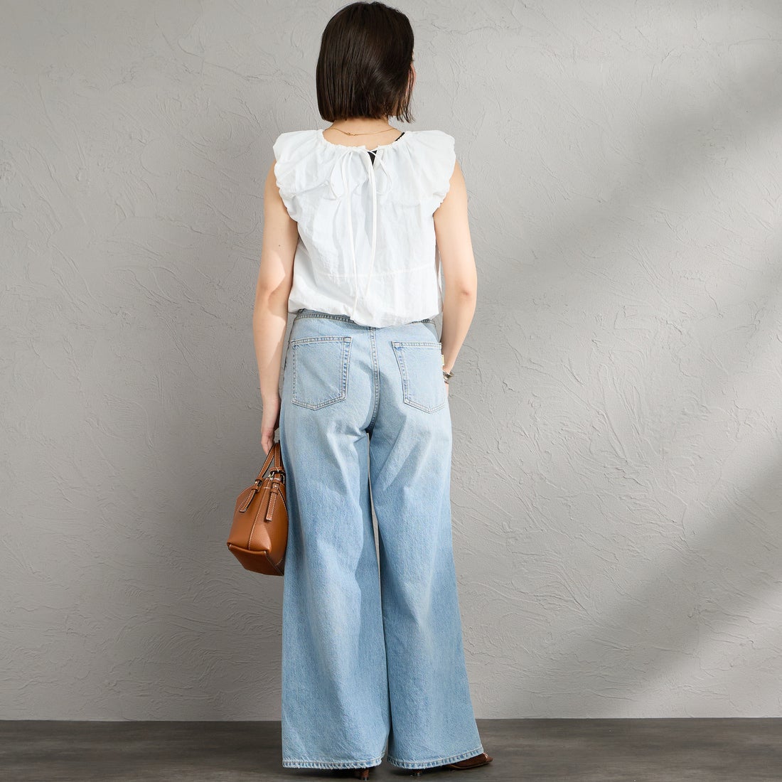 nenom [ネノム] 2WAY キャップスリーブ バルーンシャツブラウス [NE26312022] 02 OFF &&モデル身長：160cm 着用サイズ：F&&
