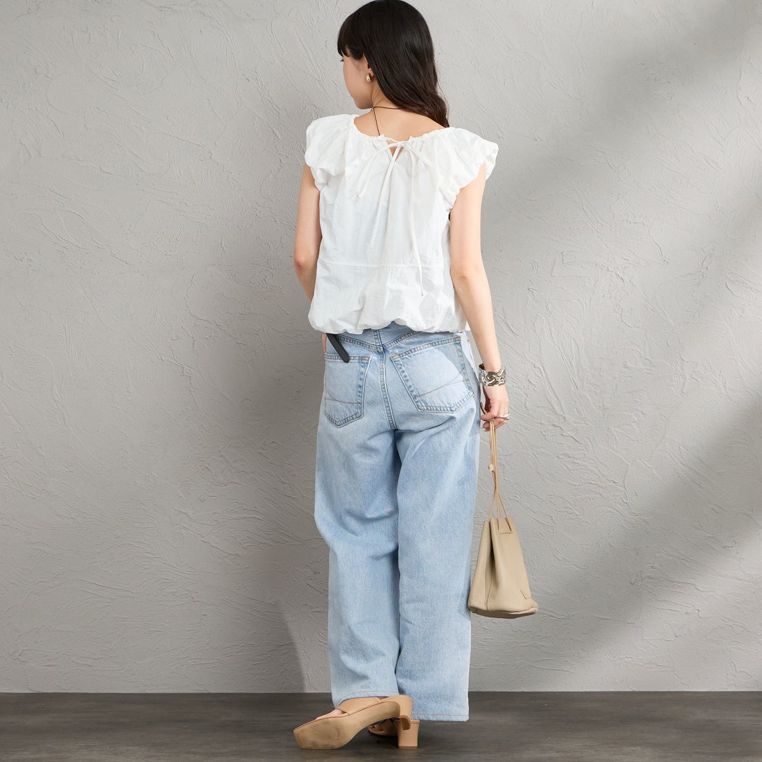 nenom [ネノム] 2WAY キャップスリーブ バルーンシャツブラウス [NE26312022] 02 OFF &&モデル身長：160cm 着用サイズ：F&&