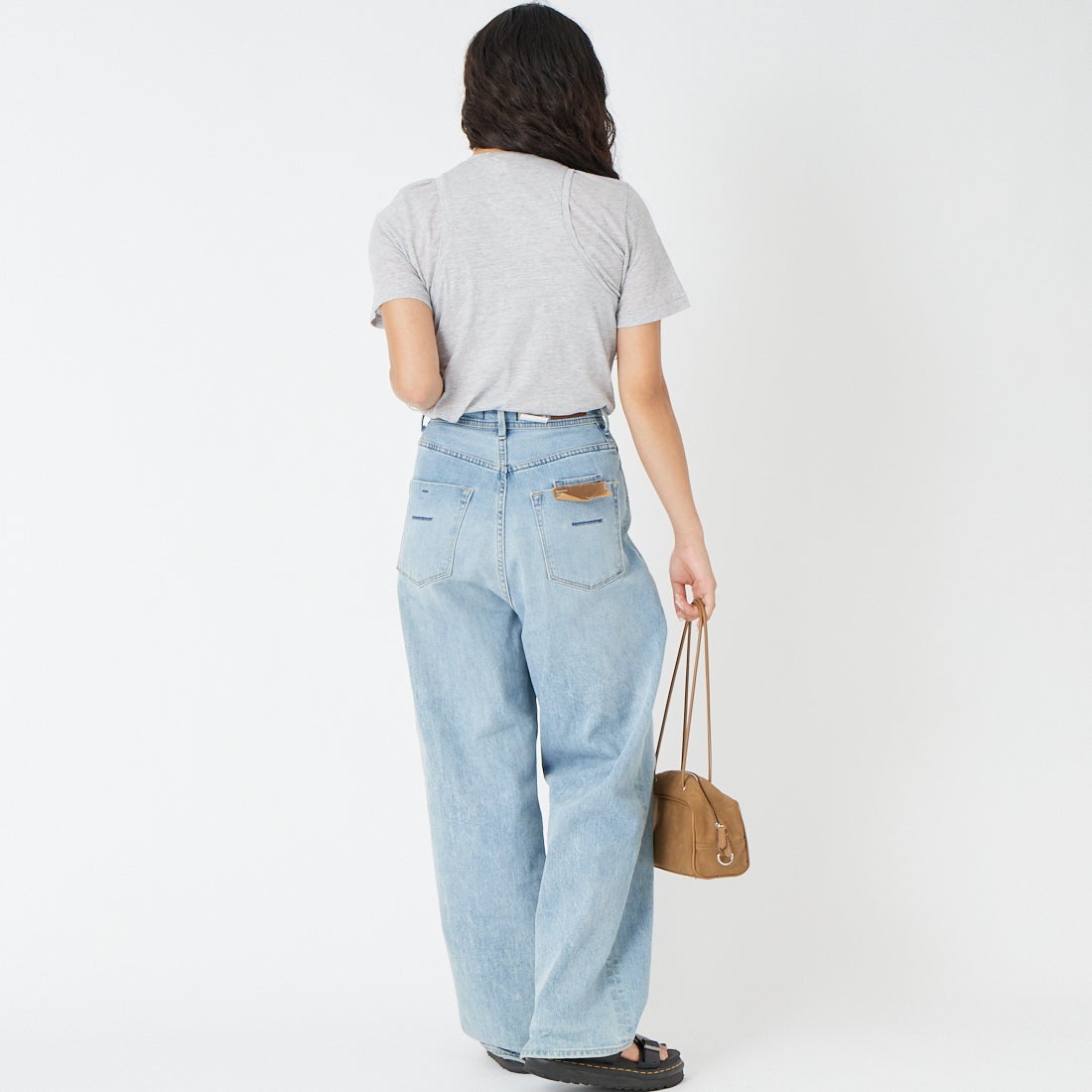 UNFIL [アンフィル] ファインスラブヤーン レイヤードトップス [WXSP-UW141] LT GRAY &&モデル身長：162cm 着用サイズ：1&&