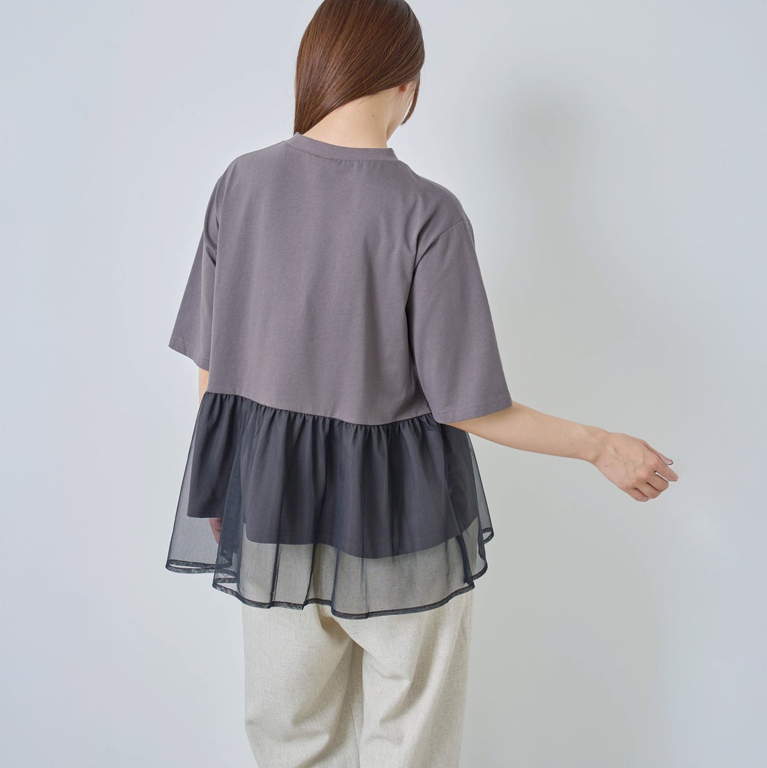 Kelen [ケレン] アシンメトリー異素材コンビトップス TETTO [LKL26HCS2023] CHARCOAL