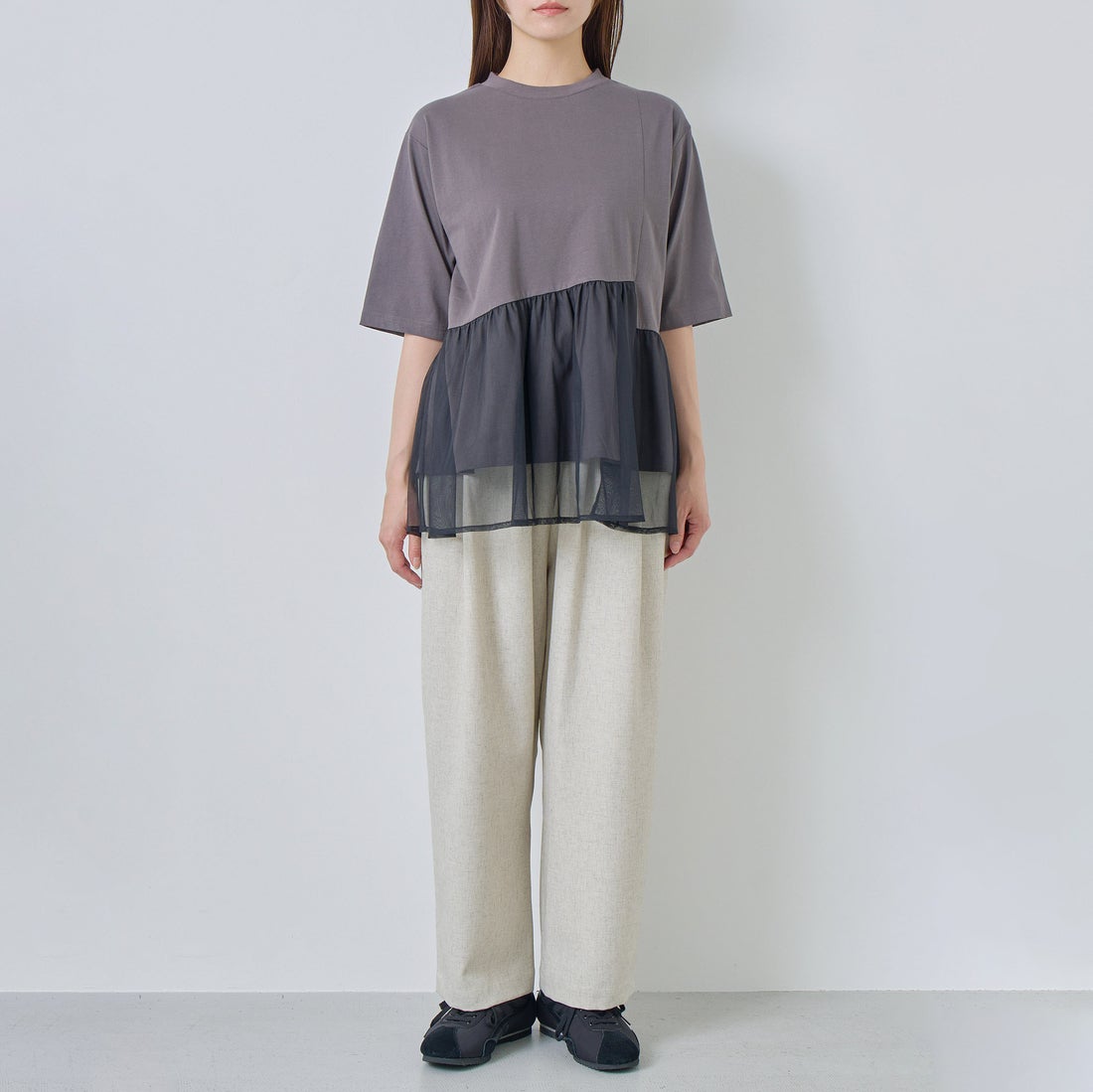 Kelen [ケレン] アシンメトリー異素材コンビトップス TETTO [LKL26HCS2023] CHARCOAL