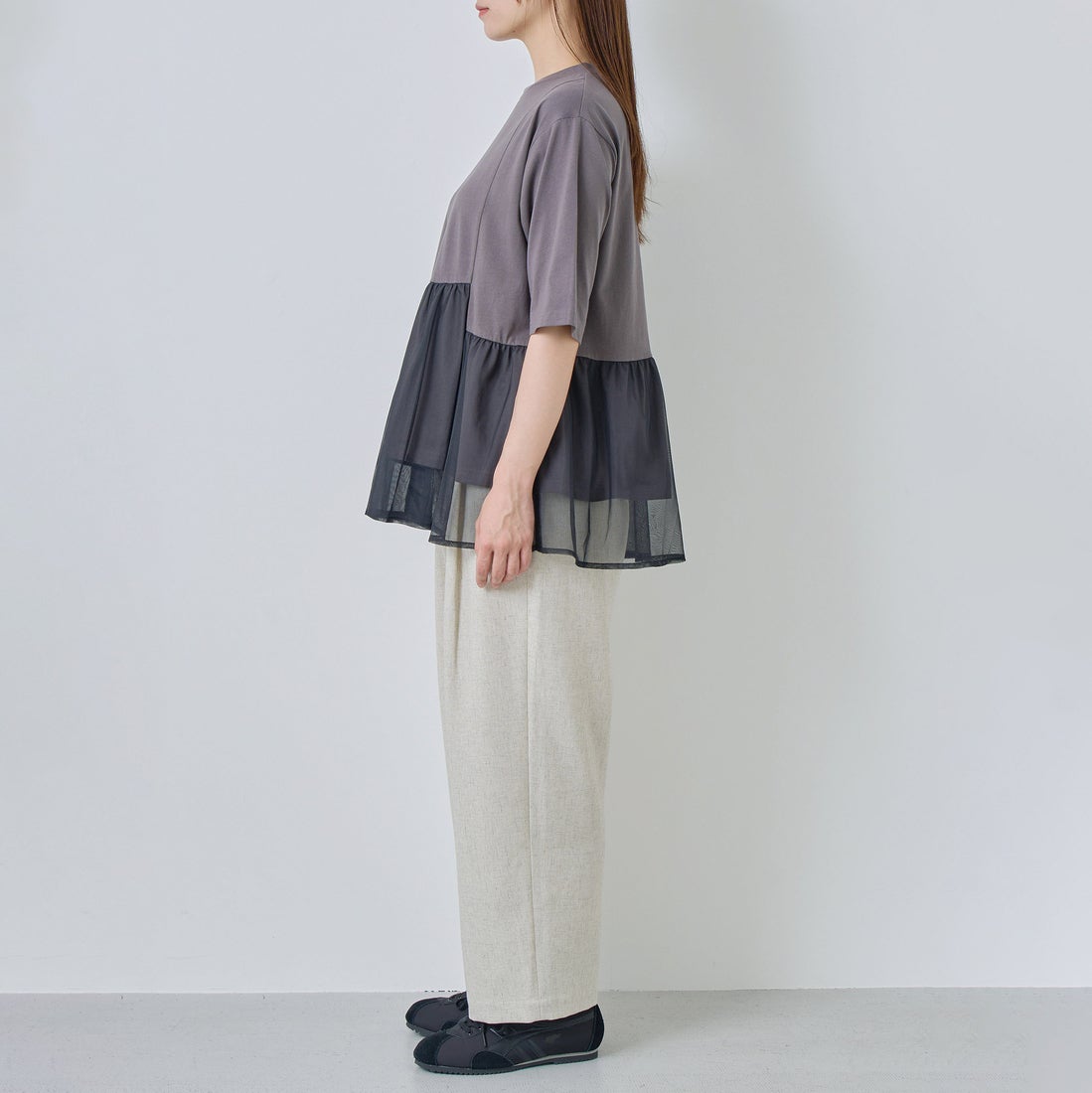 Kelen [ケレン] アシンメトリー異素材コンビトップス TETTO [LKL26HCS2023] CHARCOAL