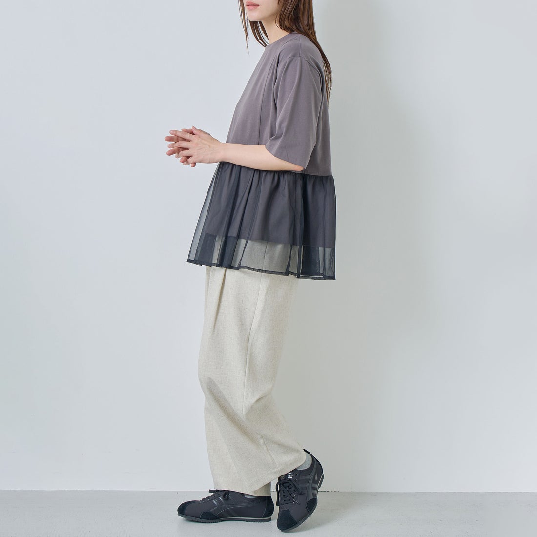 Kelen [ケレン] アシンメトリー異素材コンビトップス TETTO [LKL26HCS2023] CHARCOAL