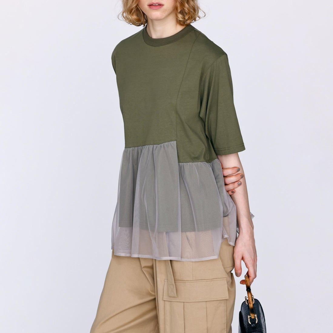 Kelen [ケレン] アシンメトリー異素材コンビトップス TETTO [LKL26HCS2023] KHAKI