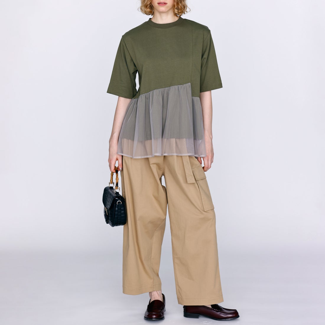 Kelen [ケレン] アシンメトリー異素材コンビトップス TETTO [LKL26HCS2023] KHAKI