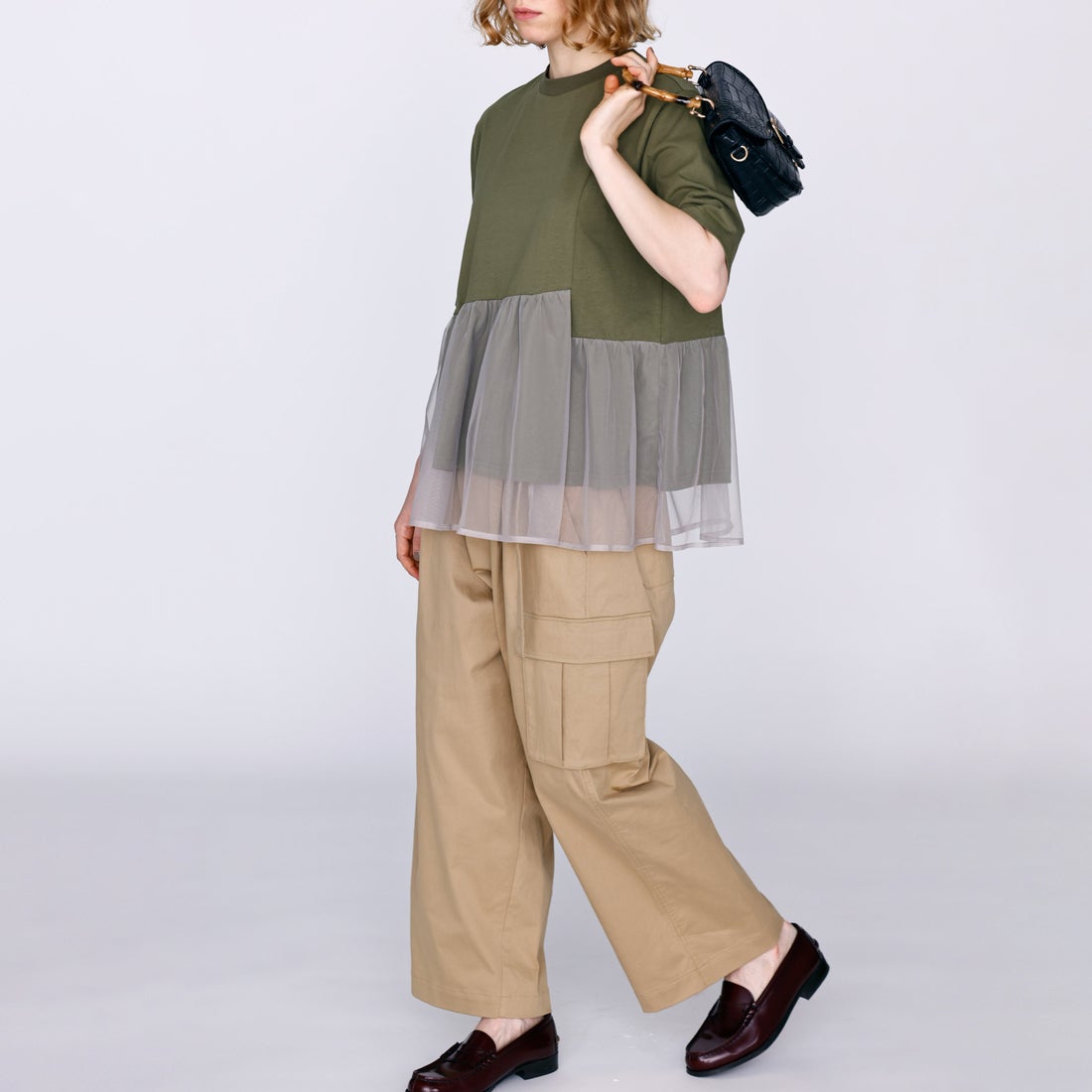 Kelen [ケレン] アシンメトリー異素材コンビトップス TETTO [LKL26HCS2023] KHAKI