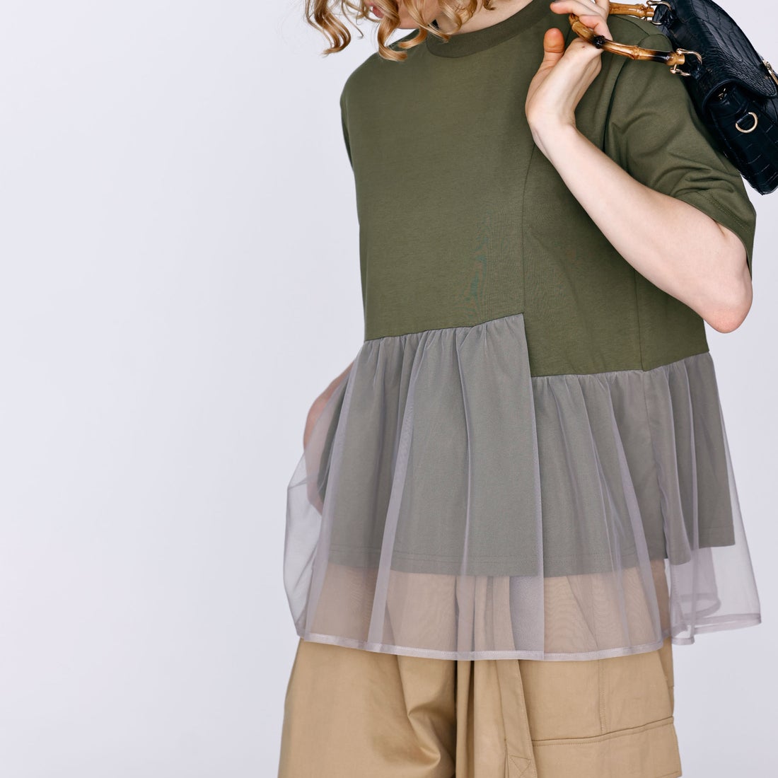 Kelen [ケレン] アシンメトリー異素材コンビトップス TETTO [LKL26HCS2023] KHAKI
