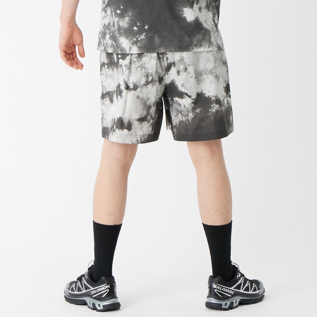 +phenix [プラスフェニックス] 別注 パターンショーツ [POB-26023IN-JF] BLACK &&モデル身長：177cm 着用サイズ：M&&