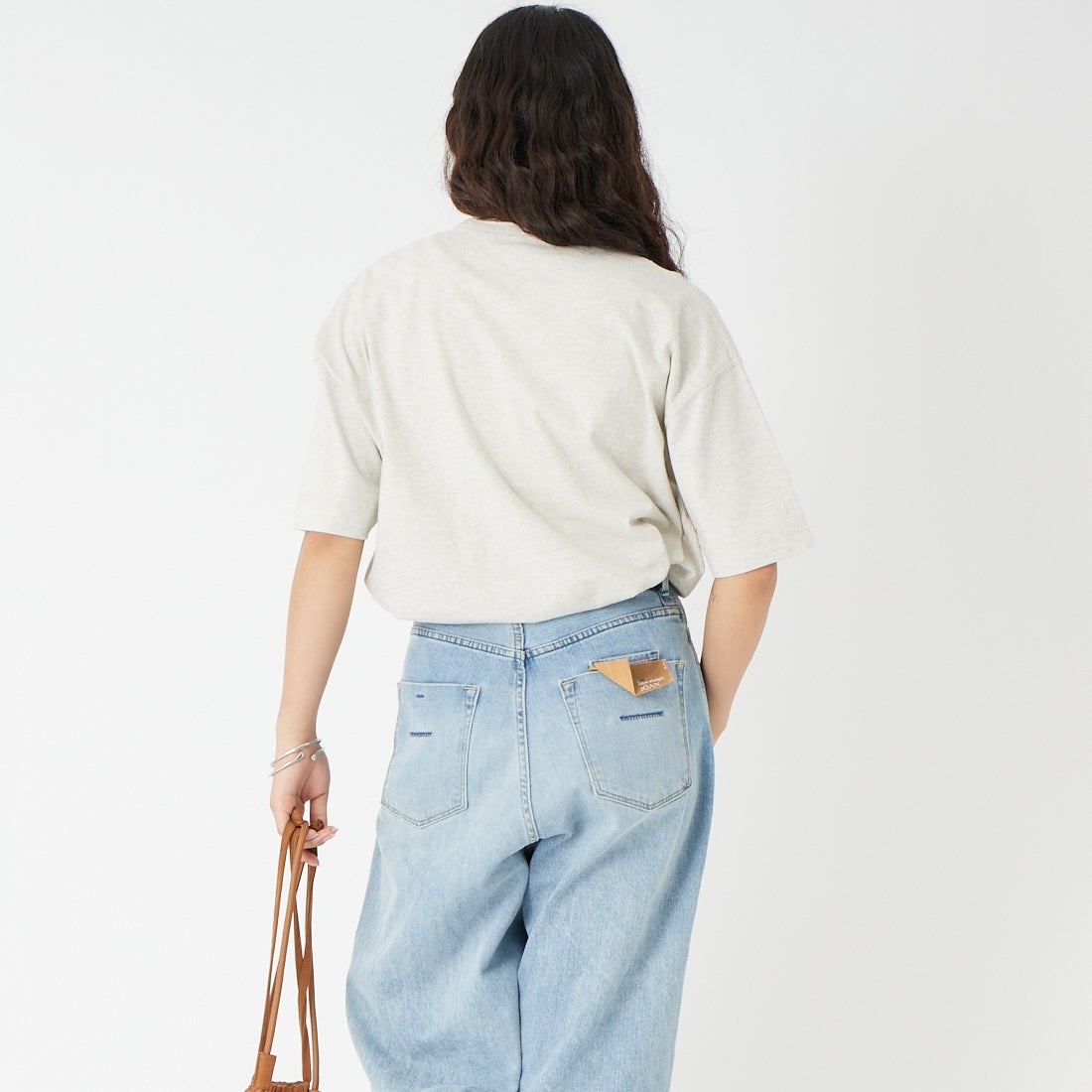 Health knit [ヘルスニット] 別注 ビックシルエット ヘンリーネックTシャツ [HR26S-M232IN-JF] OATMEAL &&モデル身長：162cm 着用サイズ：S&&