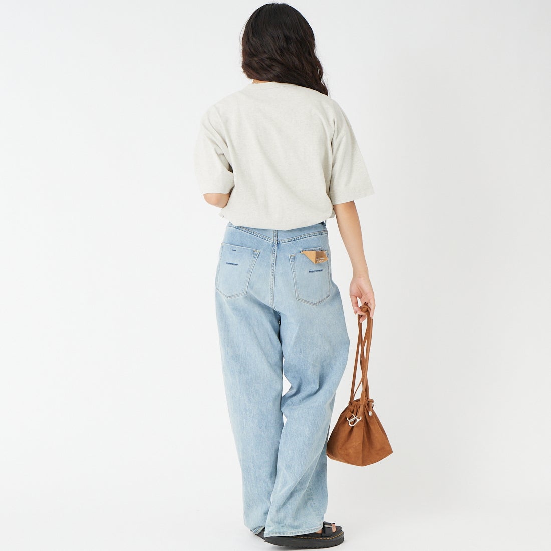 Health knit [ヘルスニット] 別注 ビックシルエット ヘンリーネックTシャツ [HR26S-M232IN-JF] OATMEAL &&モデル身長：162cm 着用サイズ：S&&