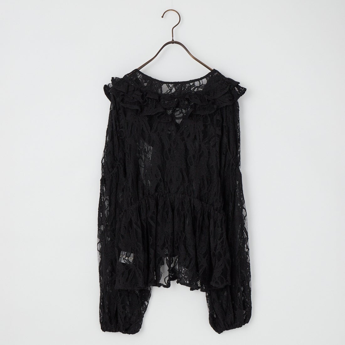 WILLFULLY [ウィルフリー] ティアードフリルネック レースブラウス [2611-TO-30] BLACK