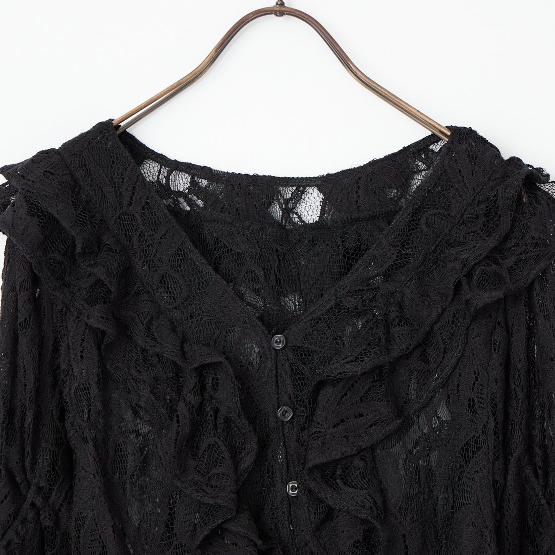 WILLFULLY [ウィルフリー] ティアードフリルネック レースブラウス [2611-TO-30] BLACK