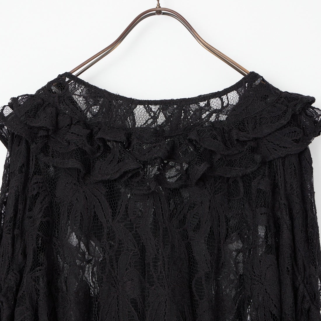 WILLFULLY [ウィルフリー] ティアードフリルネック レースブラウス [2611-TO-30] BLACK