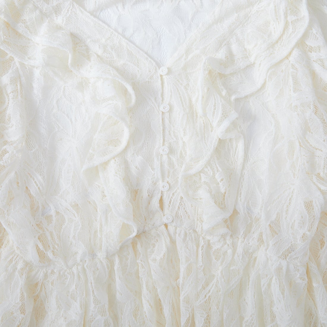 WILLFULLY [ウィルフリー] ティアードフリルネック レースブラウス [2611-TO-30] NATURAL