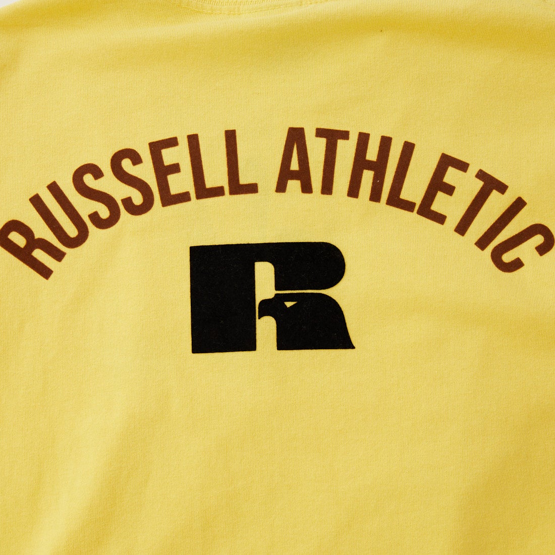 RUSSELL ATHLETIC [ラッセルアスレティック] 別注 カレッジロゴプリント スウェットライクTシャツ [JFRU26SS-01-JF] YELLOW