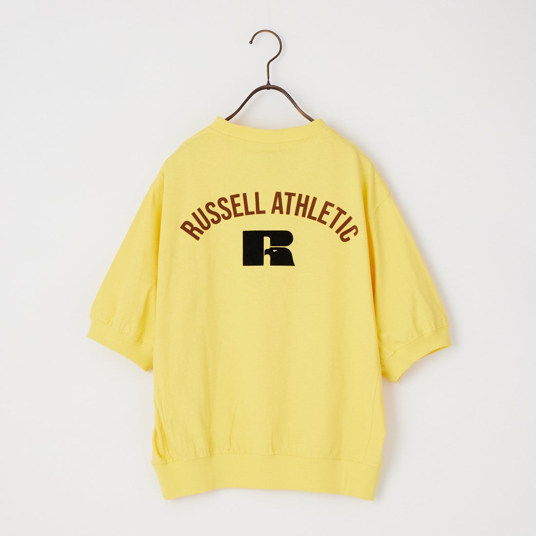 RUSSELL ATHLETIC [ラッセルアスレティック] 別注 カレッジロゴプリント スウェットライクTシャツ [JFRU26SS-01-JF] YELLOW