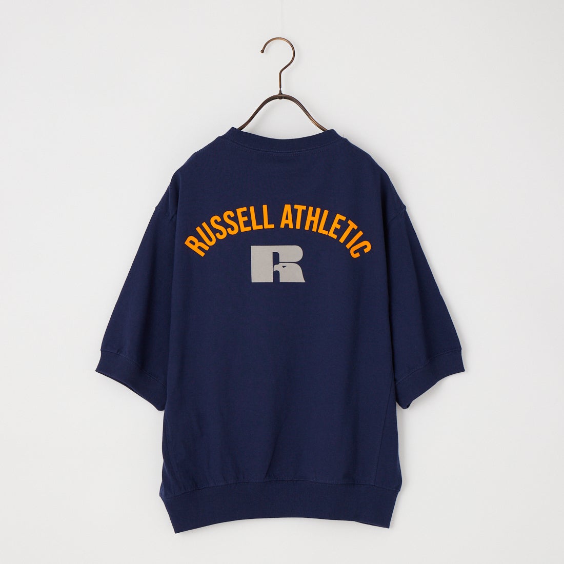 RUSSELL ATHLETIC [ラッセルアスレティック] 別注 カレッジロゴプリント スウェットライクTシャツ [JFRU26SS-01-JF] NAVY