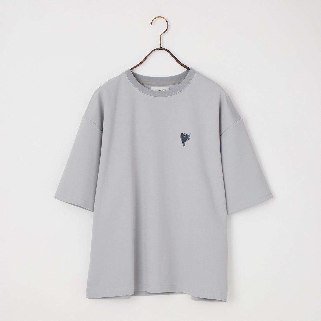 33Degrees [サーティースリーディグリーズ] ショートスリーブポンチ刺繍Tシャツ [26152JF] GREY ﾊｰﾄ