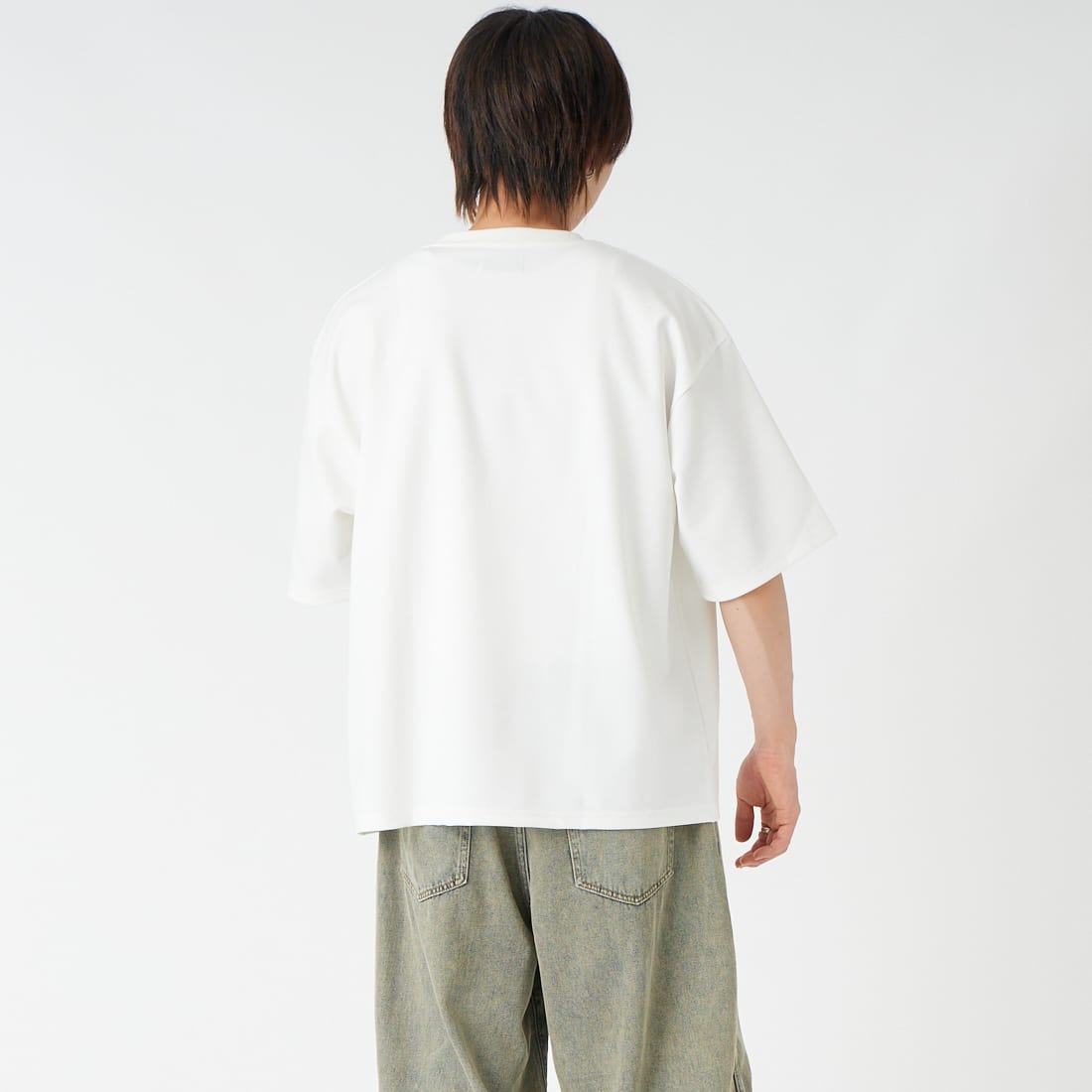 33Degrees [サーティースリーディグリーズ] ショートスリーブポンチ刺繍Tシャツ [26152JF] OFF ﾌﾚﾌﾞﾙ &&モデル身長：177cm 着用サイズ：L&&
