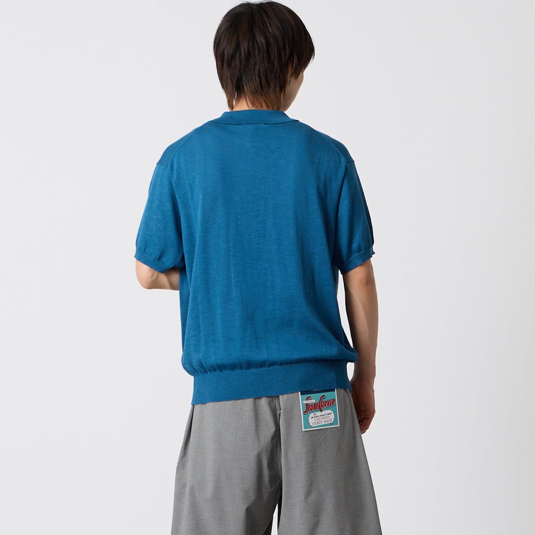Noir Fabrik [ヌワールファブリック] ポロニット [NF-262-022] BLUE &&モデル身長：177cm 着用サイズ：M&&