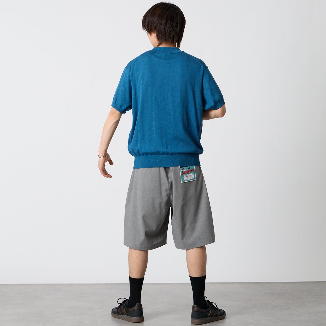 Noir Fabrik [ヌワールファブリック] ポロニット [NF-262-022] BLUE &&モデル身長：177cm 着用サイズ：M&&