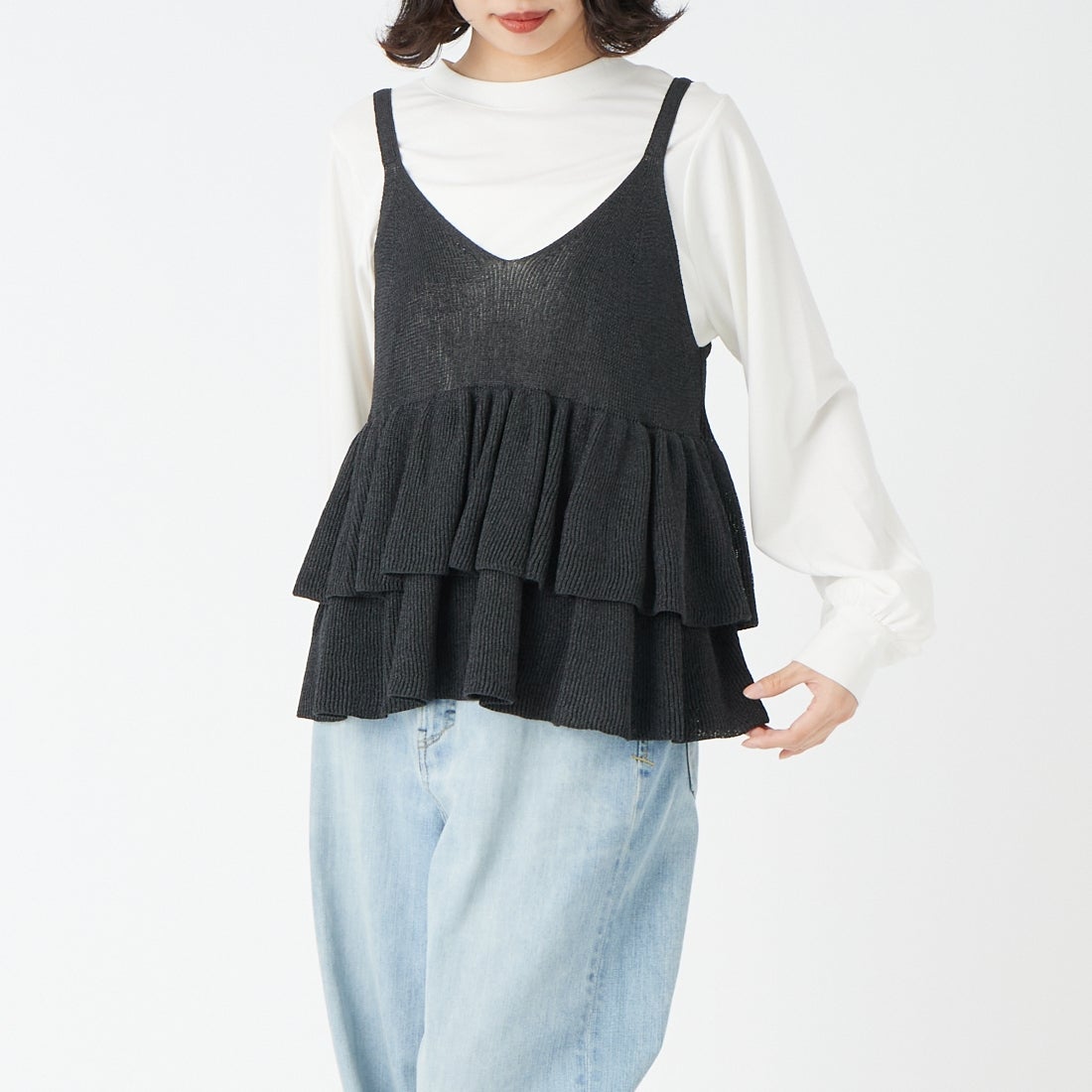 004 ﾌﾞﾗｯｸ&&モデル身長：162cm 着用サイズ：F&&