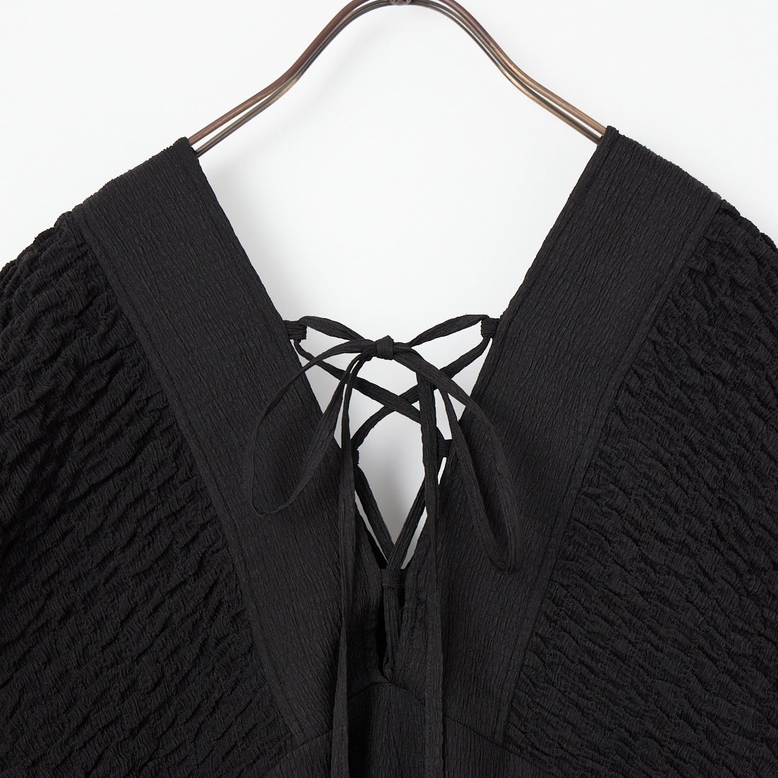 Jeans Factory Clothes [ジーンズファクトリークローズ] 楊柳ギャザーデザインオールインワン [IN1-AO-6] ﾌﾞﾗｯｸ