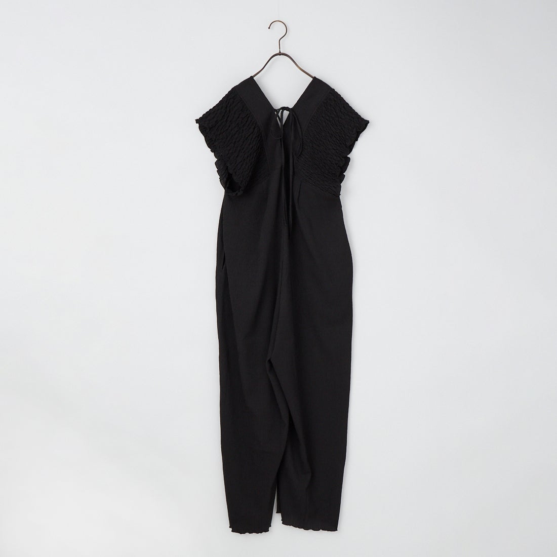 Jeans Factory Clothes [ジーンズファクトリークローズ] 楊柳ギャザーデザインオールインワン [IN1-AO-6] ﾌﾞﾗｯｸ
