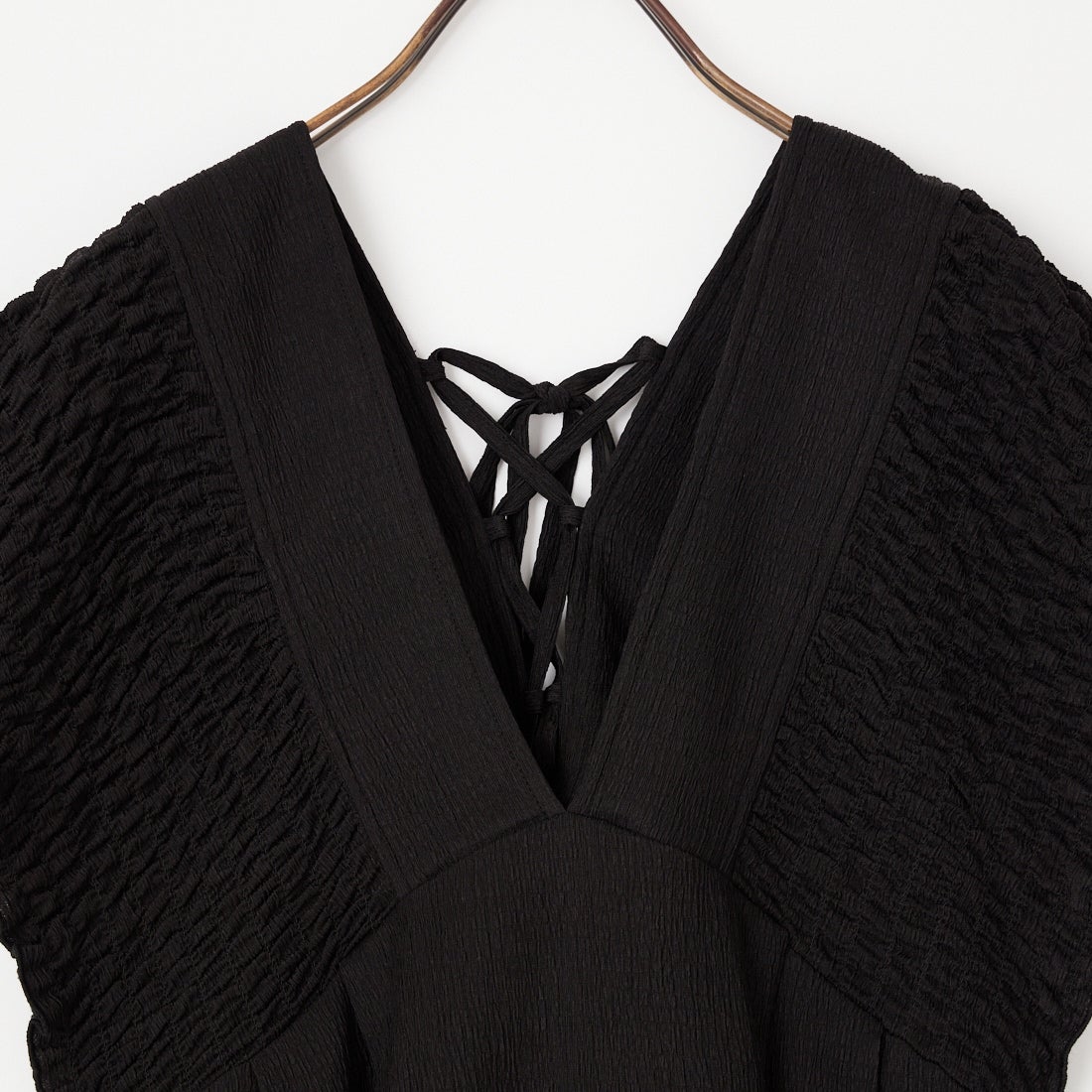 Jeans Factory Clothes [ジーンズファクトリークローズ] 楊柳ギャザーデザインブラウス [IN6-SH-6] ﾌﾞﾗｯｸ