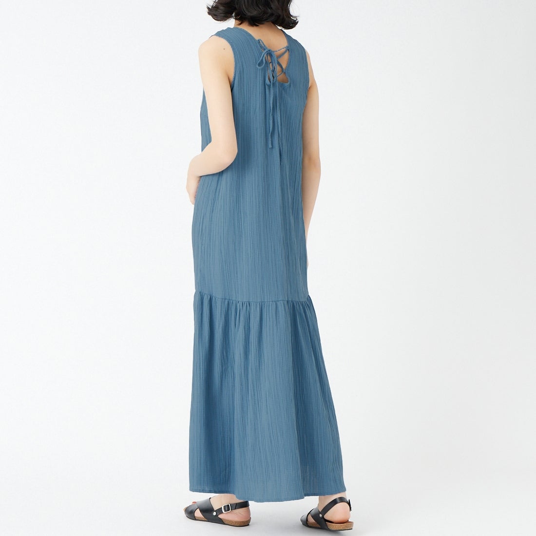 Jeans Factory Clothes [ジーンズファクトリークローズ] 楊柳マキシワンピース [IN2-OP-6] BLUE &&モデル身長：162cm 着用サイズ：36&&