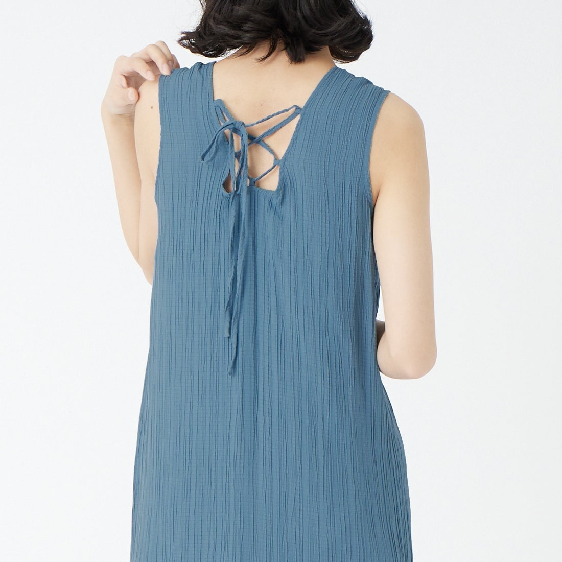 Jeans Factory Clothes [ジーンズファクトリークローズ] 楊柳マキシワンピース [IN2-OP-6] BLUE &&モデル身長：162cm 着用サイズ：36&&