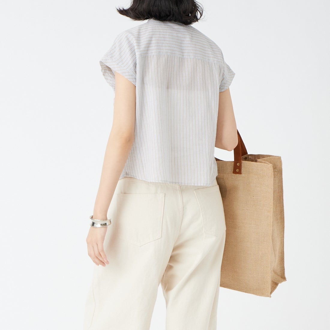 Jeans Factory Clothes [ジーンズファクトリークローズ] フリルブラウス [25619-MN] BEG ST &&モデル身長：162cm 着用サイズ：F&&